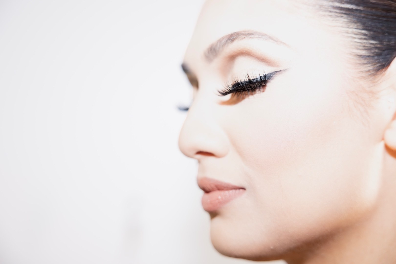 Clean beauty profile with graphic liner